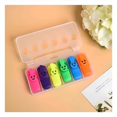 PACK4 SMOOTH NEON CARITAS 6 COLORES SET ESCOLAR PERU ESCRITURA FINA Y+PAPEL REGALO - 2