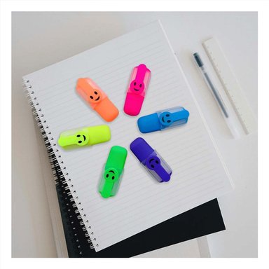 PACK4 SMOOTH NEON CARITAS 6 COLORES SET ESCOLAR PERU ESCRITURA FINA Y+PAPEL REGALO - 5