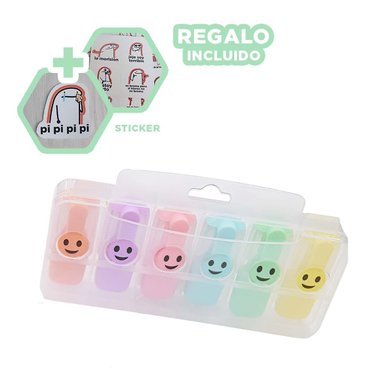 OFFICE PASTELES CARITAS 6 COLORES SET ESCOLAR PERU MATERIAL ESCOLAR Y+REGALO STICKER - 1