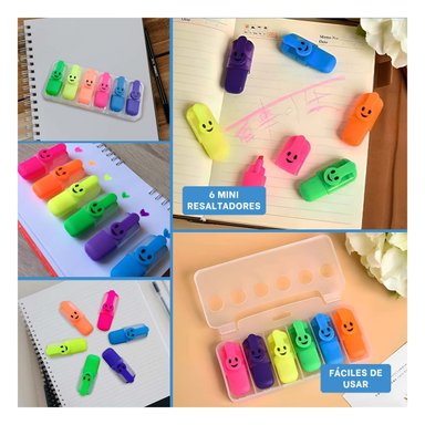 PACK2 COLOR NEON CARITAS 6 COLORES SET ESCOLAR PERU LUMINOSO Y+PAPEL REGALO - 3