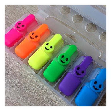 PACK2 COLOR NEON CARITAS 6 COLORES SET ESCOLAR PERU LUMINOSO Y+PAPEL REGALO - 5