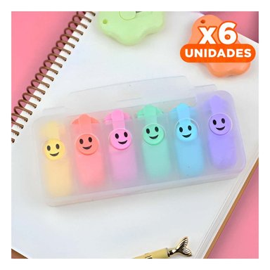 PACK6 STAR PASTELES CARITAS 6 COLORES SET ESCOLAR PERU DETALLE DECORATIVO Y+REGALO STICKER - 1