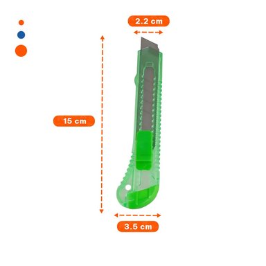 PACK4 CUTER PARA OFICINA 15CM VERDE TRANSPARENTE SET 3 UNIDADES - 4