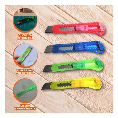 PACK4 CUTER PARA OFICINA 15CM VERDE TRANSPARENTE SET 3 UNIDADES - 5