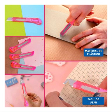PACK6 TRINCHE PARA OFICINA 15CM ROSADO TRANSPARENTE SET 3 UNIDADES Y+PAPEL REGALO - 3