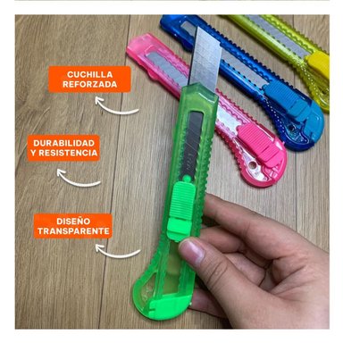 PACK6 CORTADOR PARA OFICINA 15CM VERDE TRANSPARENTE SET 3 UNIDADES - 3