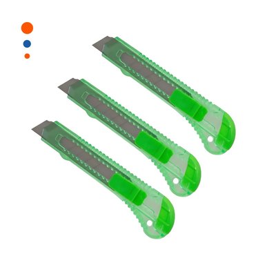CORTADOR VERDE TRANSPARENTE 15CM RETRACTIL SET 3 UNIDADES Y+PAPEL REGALO - 1