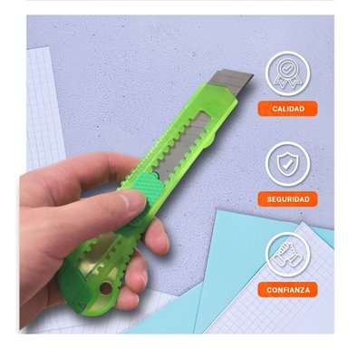 CORTADOR VERDE TRANSPARENTE 15CM RETRACTIL SET 3 UNIDADES Y+PAPEL REGALO - 2