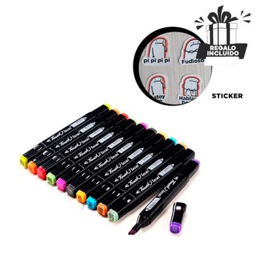SET PROFESIONAL LETTERING ARTISTICO 168 UNIDADES DOBLE PUNTA TOUCH Y+REGALO STICKER - 1