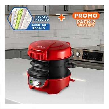 PACK2 PLACA ANTIADHERENTE DOBLE CARA PARA SANDWICH Y HAMBURGUESAS ROJO Y+PAPEL REGALO - 1