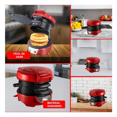 PACK2 PLACA ANTIADHERENTE DOBLE CARA PARA SANDWICH Y HAMBURGUESAS ROJO Y+PAPEL REGALO - 3