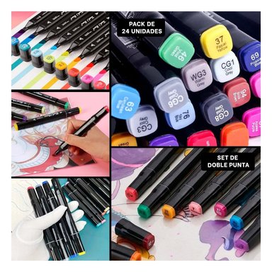 PACK2 ESTUCHE PROFESIONAL LETTERING 24 UNIDADES DOBLE PUNTA TOUCH Y+PAPEL REGALO - 3