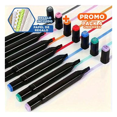 PACK4 ROTULADORES DOBLE PUNTA LETTERING ARTISTICO 48 UNIDADES TOUCH Y+PAPEL REGALO - 1