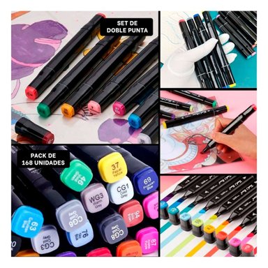 PACK PROFESIONAL LETTERING ARTISTICO 168 UNIDADES DOBLE PUNTA TOUCH Y+POST IT - 5