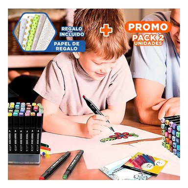PACK2 ESTUCHE PROFESIONAL LETTERING 262 UNIDADES DOBLE PUNTA TOUCH Y+PAPEL REGALO - 1