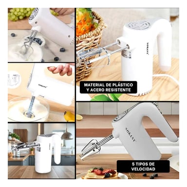 PACK6 MEZCLADOR PORTATIL ELECTRICO PARA COCINA HOGAR MODERNO Y+PAPEL REGALO - 3