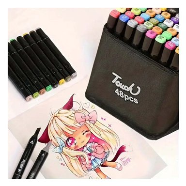 PACK2 ESTUCHE PROFESIONAL LETTERING 48 UNIDADES DOBLE PUNTA TOUCH Y+PAPEL REGALO - 5