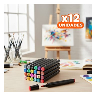 PACK12 ESTUCHE DOBLE PUNTA LETTERING ARTISTICO 24 UNIDADES TOUCH - 1