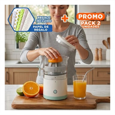 PACK2 EXPRIMIDOR PORTATIL ELECTRICO PARA NARANJAS EN CASA Y+PAPEL REGALO - 1