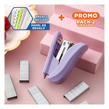PACK2 ENGRAPADORA ESCOLAR KAWAI COLORES PASTELES LILA Y+PAPEL REGALO - 1