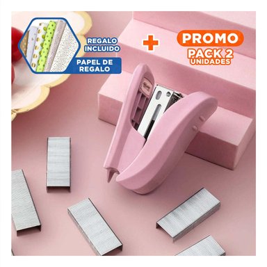 PACK2 ENGRAPADORA ESCOLAR KAWAI COLORES PASTELES ROSADO Y+PAPEL REGALO - 1