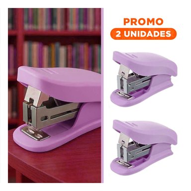 PACK2 ABROCHADORA COMPACTA KAWAI COLORES PASTELES LILA - 1