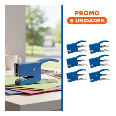 PACK6 ERGONOMICO MINI TIPO ALICATE AZUL PARA 15 HOJAS ESCRITORIO - 1