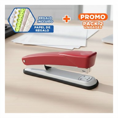 PACK2 PRACTICO ROJO PARA 35 HOJAS OFICINA ESCRITORIO Y+PAPEL REGALO - 1