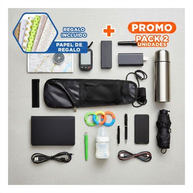 PACK2 BOLSA ORGANIZADORA RESISTENTE DE ASIENTO DE AUTO NEGRO CON AJUSTE Y+PAPEL REGALO - 1