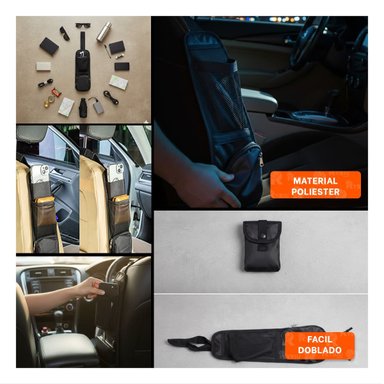 PACK2 BOLSA ORGANIZADORA RESISTENTE DE ASIENTO DE AUTO NEGRO CON AJUSTE Y+PAPEL REGALO - 3