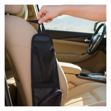 PACK2 BOLSA ORGANIZADORA RESISTENTE DE ASIENTO DE AUTO NEGRO CON AJUSTE Y+PAPEL REGALO - 5