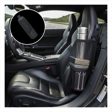 PACK6 BASE ORGANIZADORA DE ASIENTO DE AUTO NEGRO CON COMPARTIMENTOS Y+PAPEL REGALO - 2