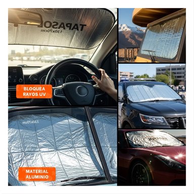 PACK4 AISLANTE FRONTAL PARA AUTO 130X70CM CON RESGUARDO SOLAR Y+REGALO STICKER - 2
