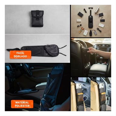 PACK4 SOPORTE ORGANIZADOR DE ASIENTO DE AUTO NEGRO CON DISENO PRACTICO Y+REGALO STICKER - 2