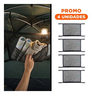 PACK4 RED ELASTIZADA NEGRA PARA ORGANIZAR TECHO INTERIOR DE AUTOMOVIL Y+REGALO STICKER - 1