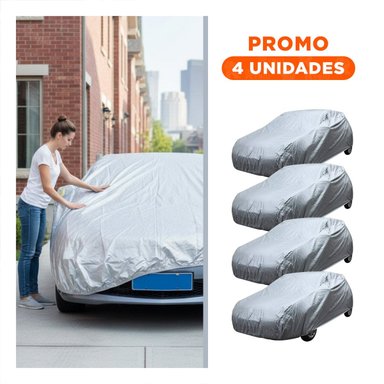 PACK4 FUNDA RESISTENTE PARA AUTO L 480X175X120CM GRIS Y+REGALO STICKER - 1