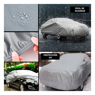PACK4 FUNDA RESISTENTE PARA AUTO L 480X175X120CM GRIS Y+REGALO STICKER - 2
