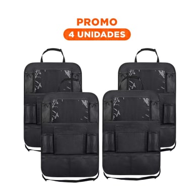 PACK4 BASE INTERIOR CON ORGANIZADOR PARA RESPALDO DE ASIENTO NEGRO Y+REGALO STICKER - 1