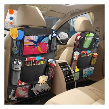 PACK4 BASE INTERIOR CON ORGANIZADOR PARA RESPALDO DE ASIENTO NEGRO Y+REGALO STICKER - 5