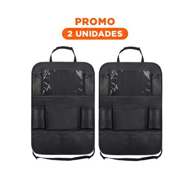 PACK2 PORTAOBJETOS PARA AUTO EN RESPALDO DE ASIENTO NEGRO - 1