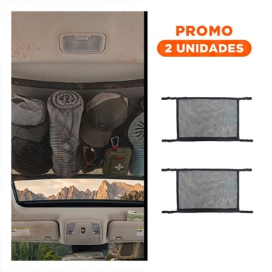 PACK2 ORGANIZADOR FLEXIBLE NEGRO PARA ALMACENAMIENTO EN TECHO DE AUTOMOVIL - 1