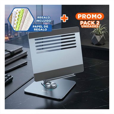 PACK2 PLATAFORMA PARA LAPTOP PLATEADO CON SOPORTE COMODO PARA ESCRITORIO EN CASA Y+PAPEL REGALO - 1