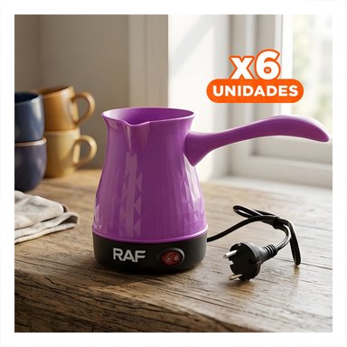 PACK6 HERVIDOR DE CASA PARA CAFE TURCO 500ML EN MORADO ACERO INOXIDABLE Y+REGALO STICKER - 1