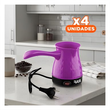 PACK4 HERVIDOR POTENTE DE MORADO 500ML TURCO EN ACERO INOXIDABLE Y PLASTICO - 1