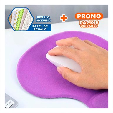 PACK6 TAPETE GEL CON ALMOHADILLA PARA OFICINA Y COMPUTADORA LILA Y+REGALO STICKER - 1