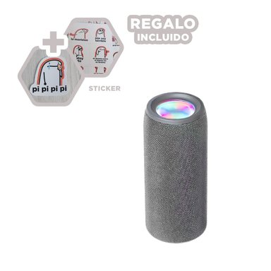 BOCINA PORTATIL COLOR PLOMO CON SONIDO ESTEREO Y FUNCIONAMIENTO SENCILLO Y+REGALO STICKER - 1