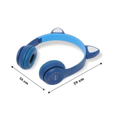 PACK6 AURICULARES TIPO GATO CON LUCES COLOR AZUL PARA OFICINA Y COMPUTADORA Y+PAPEL REGALO - 2