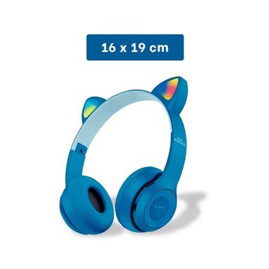 PACK6 AURICULARES TIPO GATO CON LUCES COLOR AZUL PARA OFICINA Y COMPUTADORA Y+PAPEL REGALO - 3