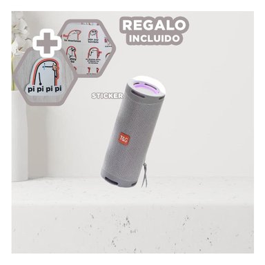 BOCINA PORTATIL COLOR PLOMO CON SONIDO ESTEREO Y FUNCIONAMIENTO SENCILLO Y+REGALO STICKER - 1