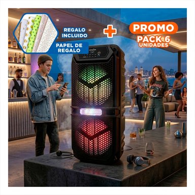 PACK6 ALTAVOZ PROFESIONAL COLOR NEGRO 6,5 PULGADAS CON SONIDO ESTEREO Y+PAPEL REGALO - 1